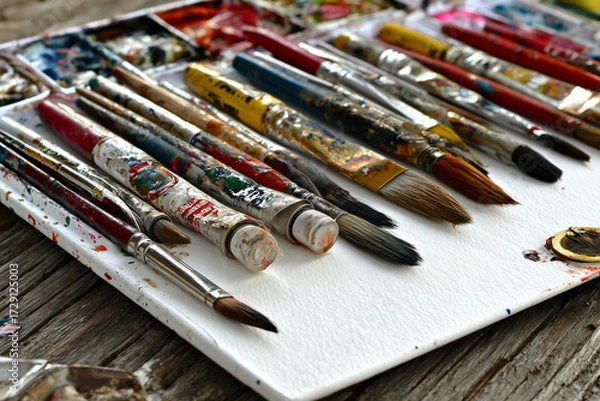 Obraz artist palette with brushes