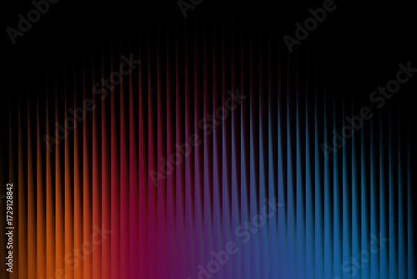 Fototapeta Abstract vertical lines with a gradient of orange, purple, and blue against a black background