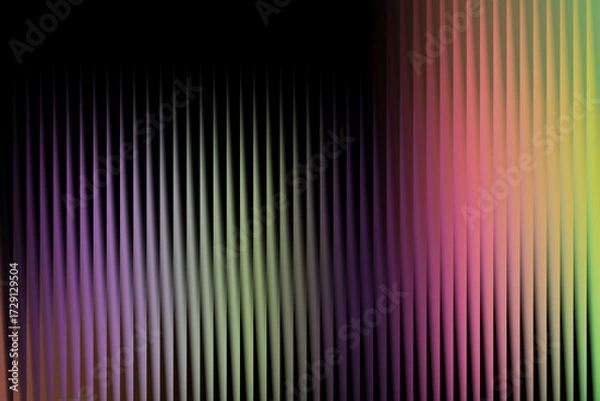 Fototapeta Kaleidoscopic blend of colors in vertical lines against a black backdrop