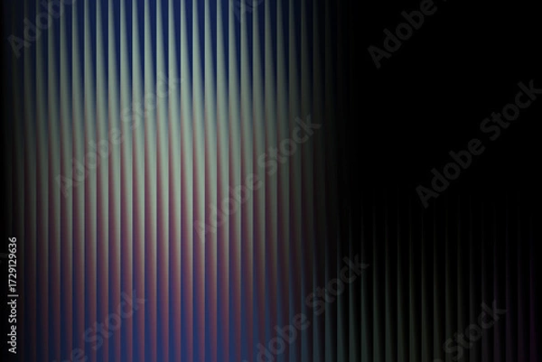 Fototapeta Vertical lines with a gradient of blue, pink, and white hues fading into a black background on the right