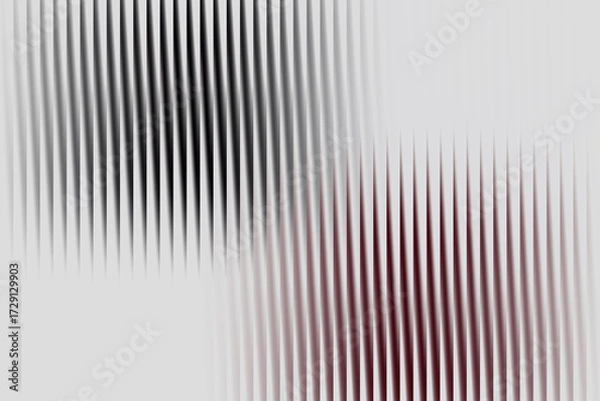 Fototapeta Abstract pattern of vertical lines in contrasting black and deep red against a clean, light gray background