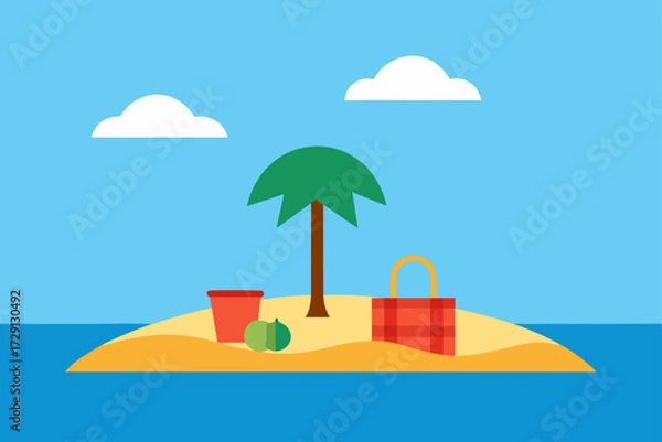 Obraz beach with umbrella