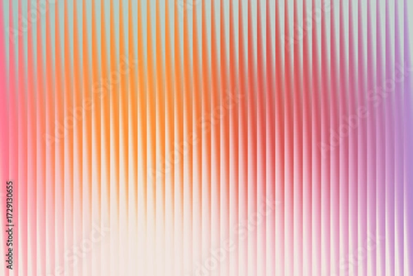 Fototapeta Abstract background with vertical ribbed texture and soft pastel gradient of pink, orange, and purple hues