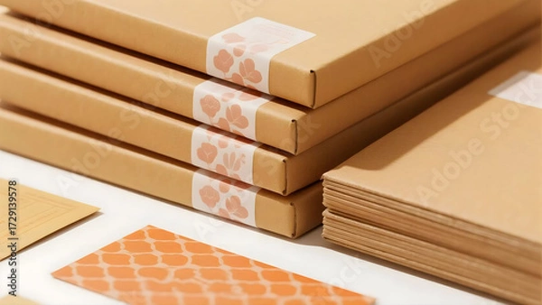 Fototapeta Elegant floral stationery boxes for creative projects and branding