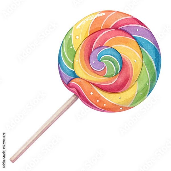 Fototapeta Colorful lollipop swirl candy on transparent background for kids posters, sweet branding and playful designs