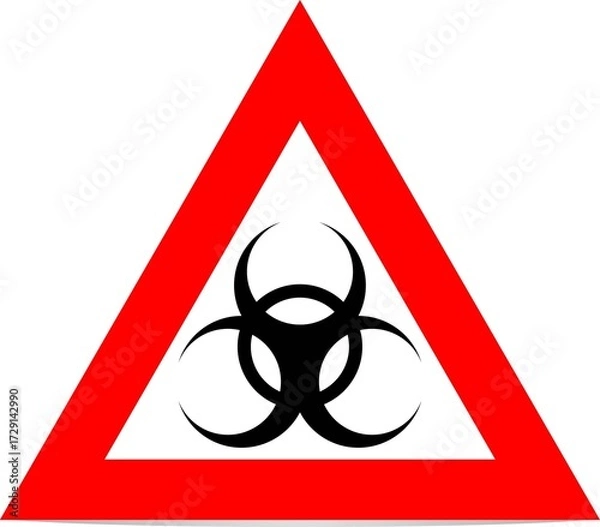 Fototapeta Biohazard Warning Sign Red Triangle with Black Symbol