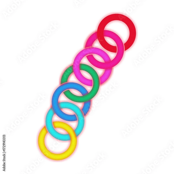 Obraz Colorful Interlocking Neon Rings on White Background
