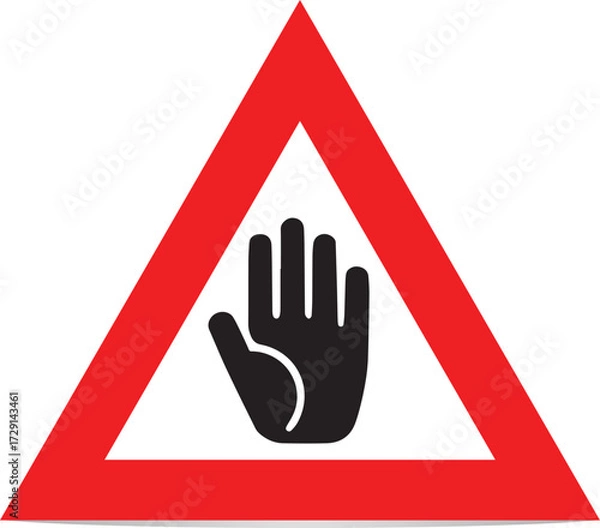 Fototapeta Warning Sign: Hand Symbol Indicates Mandatory Stop Ahead