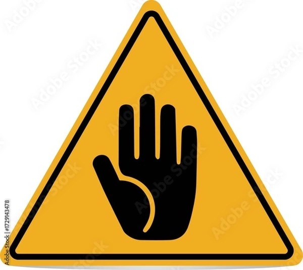 Fototapeta Warning Sign with Stop Hand Symbol Caution Illustration