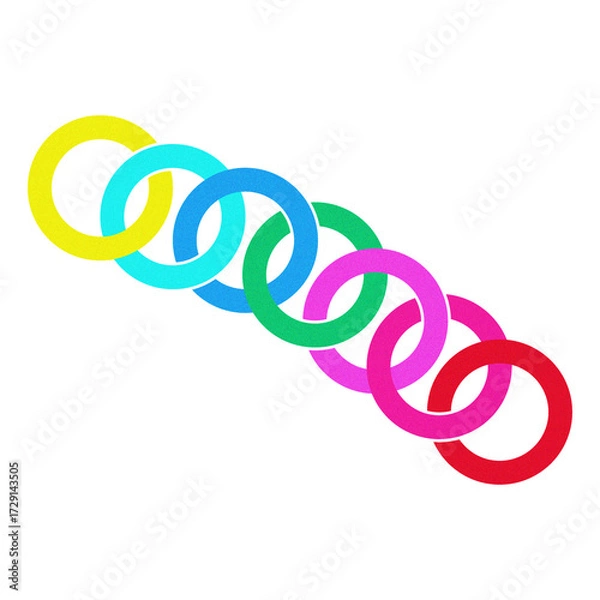Obraz Colorful Interlocking Rings in Geometric Abstract Design on White Background