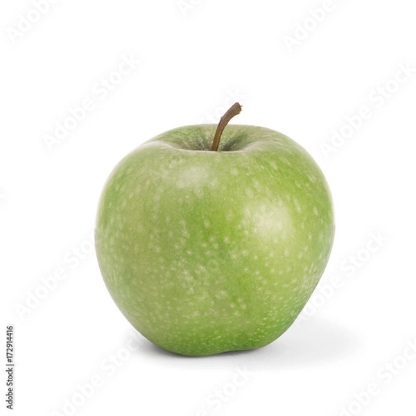 Fototapeta One green apple isolated on a white background clipping path.