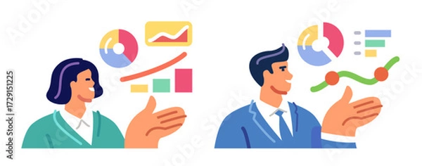 Fototapeta Business presentation. Financial data analysis, strategic planning. Analyzing charts and monitoring market trends