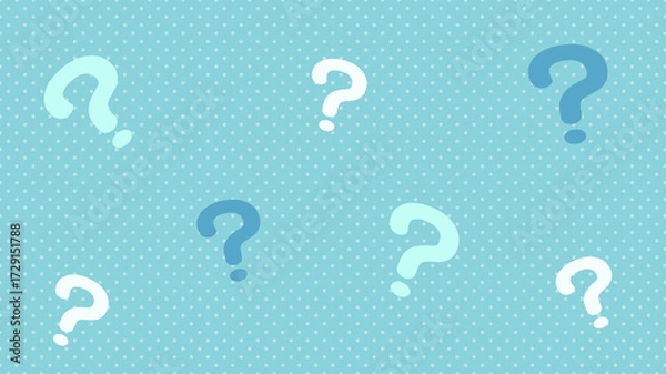 Obraz クエスチョンマークが浮かぶ青色の背景　はてな　疑問符