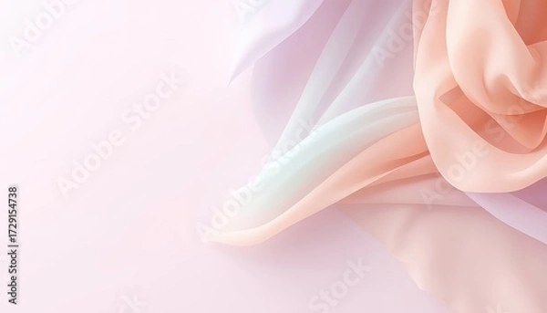 Fototapeta Delicate fabric draped with ethereal grace creates a soft, gentle gradient in pastel hues, conveying serenity and a feeling of airy lightness