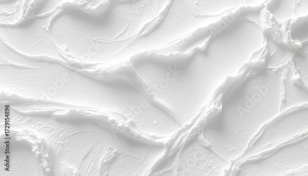 Fototapeta Monochromatic expanse of smooth, creamy texture, showcasing an uneven application of a pure white, slightly textured material