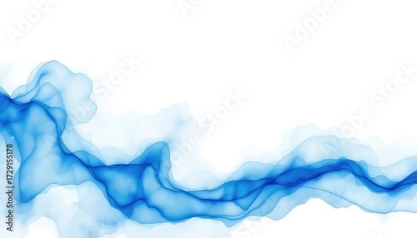 Fototapeta Abstract flowing shape in shades of blue on a clean white background showcasing fluidity, movement, and ethereal beauty for creative designs