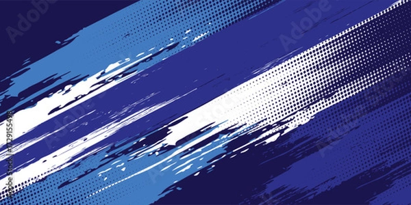 Obraz Vibrant Blue and Purple Brush Texture Halftone Effect Grunge Sports Background. vector illustration