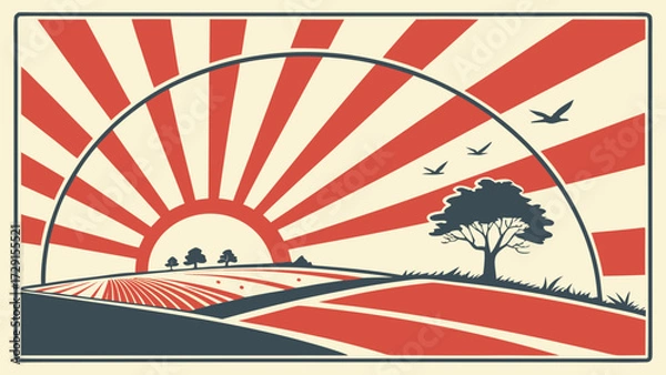 Obraz -retro-sunburst-lines---bold-vintage-pattern-.eps