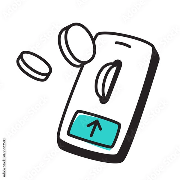 Fototapeta Depositing coins into coin slot in smartphone