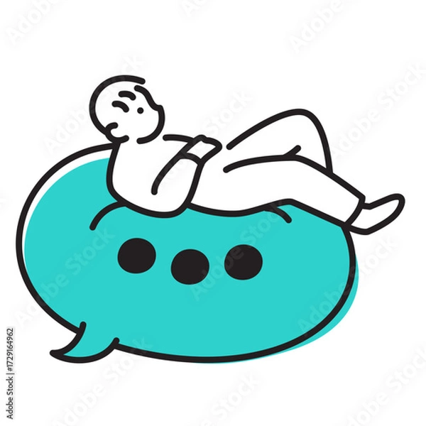 Fototapeta Man lying on speech bubble