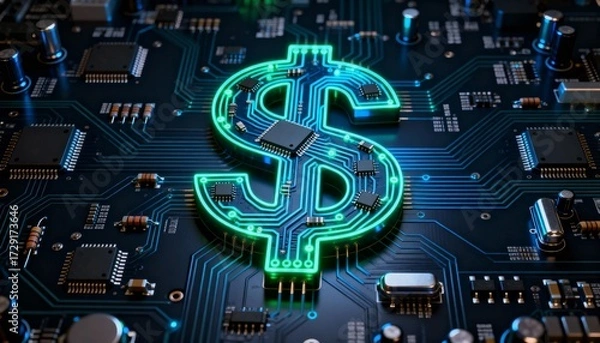 Fototapeta Digital finance revolution cryptocurrency trends in technology graphic design futuristic environment close-up view