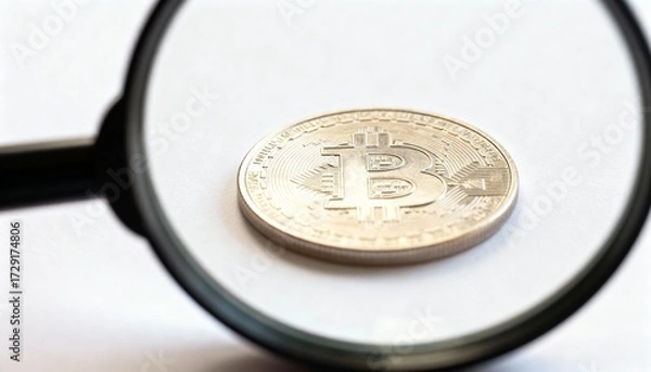 Fototapeta Examining bitcoin's value in cryptocurrency markets digital finance macro environment close-up view economic impact