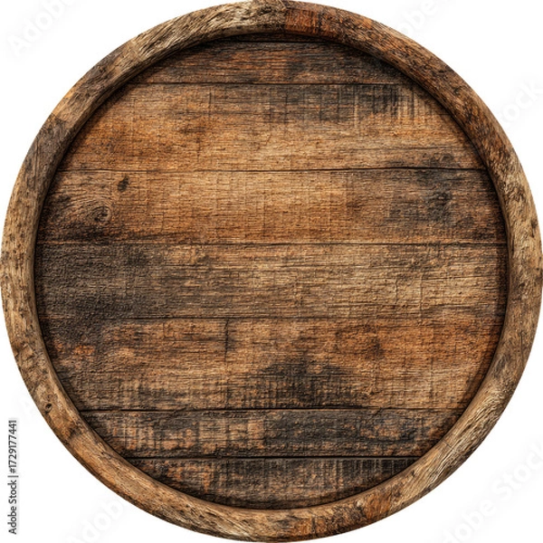 Fototapeta Close-up of a circular wooden barrel top