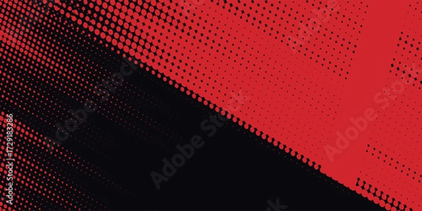Obraz Halftone dots red and blue color pattern gradient grunge texture background. Dot pop art comic sport style vector illustration.