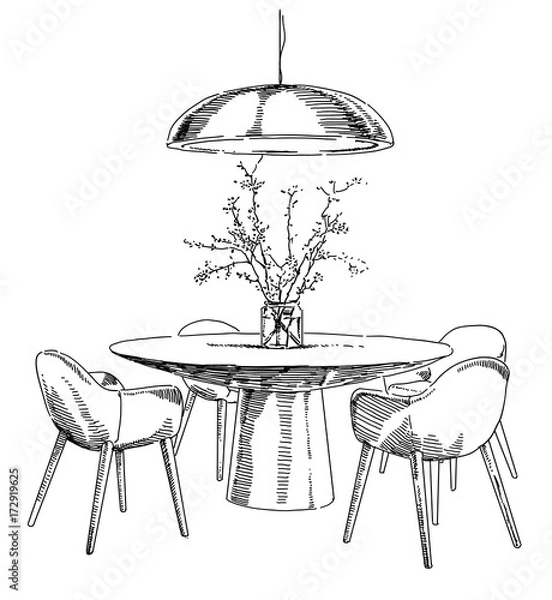 Obraz Modern interior hand drawing vector.