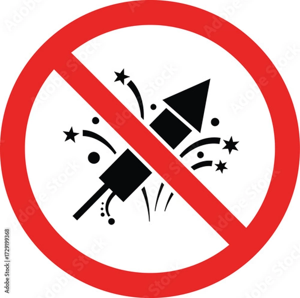 Fototapeta No fireworks prohibition sign vector graphic scalable eps illustration