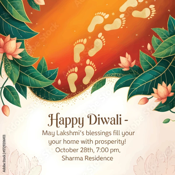 Obraz Happy Laxmi Puja and Dhanteras greeting card. 