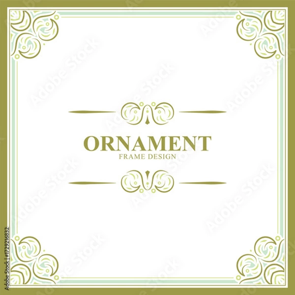 Fototapeta Elegant Decorative Ornament Frame Design With Floral Corner Decoration Element