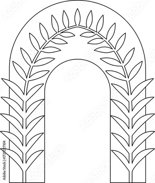 Fototapeta Shaded Fern Arches Coloring Page – Enchanted Botanical Pathway Illustration