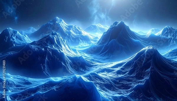 Obraz Cosmic blue mountainscape (1)