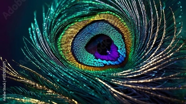 Fototapeta Macro of Single Peacock Feather