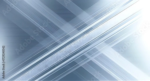 Fototapeta Intersecting luminous stripes across brushed steel create a dynamic crisscross metal background, blending futuristic technology vibes with artistic abstract design for high-tech visuals.
