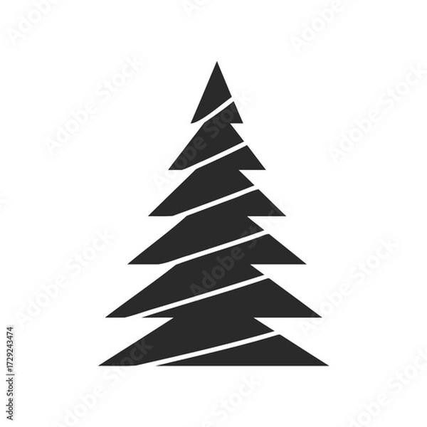 Obraz Minimalist black pine tree icon with simple geometric design