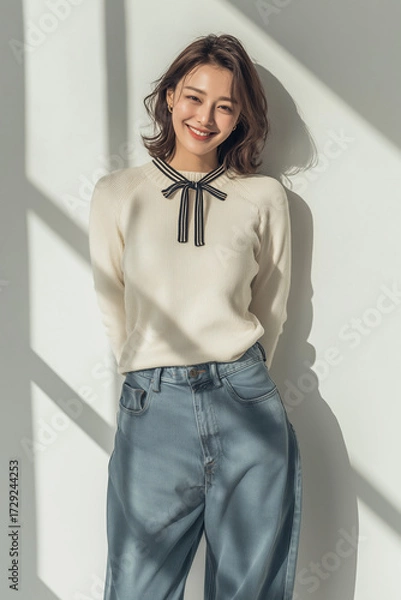 Fototapeta 가을 패션의 한국 여성