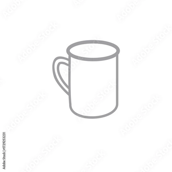 Fototapeta A clear, crisp vector illustration of an empty beverage mug with a handle, perfect for showcasing tea, coffee, or hot drink concepts in a clean, minimalist design