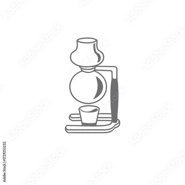 Fototapeta Isolated Monochrome Illustration of a Vacuum Coffee Maker Device with a Simple Sleek Design for Cafe Restaurants and Beverages Industries