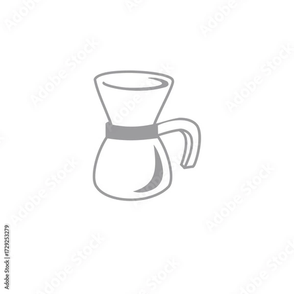 Fototapeta Clean and elegant vector illustration of a traditional stovetop coffee maker, symbolizing morning routines, aromatic hot beverages, and the simple pleasure of home brewing