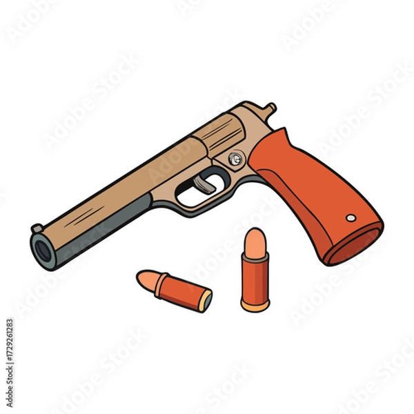 Fototapeta A bullet gun pistol is a compact firearm designed for precision and power, featuring a trigger, barrel, and magazine to fire bullets with speed and accuracy.
