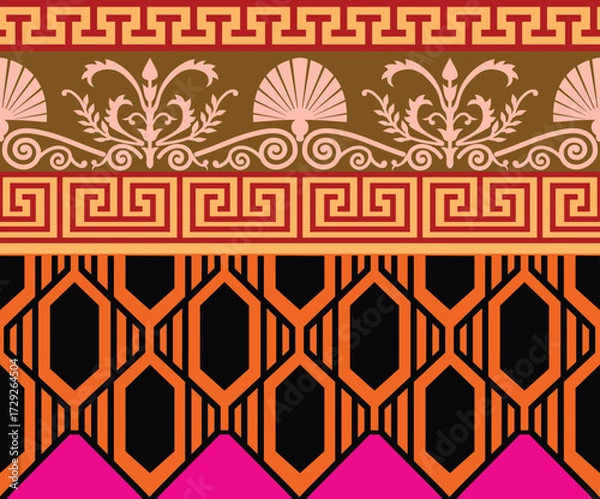 Fototapeta La Dolce Vita seamless pattern. Vector Italian summer food, sardines, picnic, lobster, tomatoes, vine. Cute hand drawn food wrap, Mediterranean kitchen wallpaper, textile design, print, background