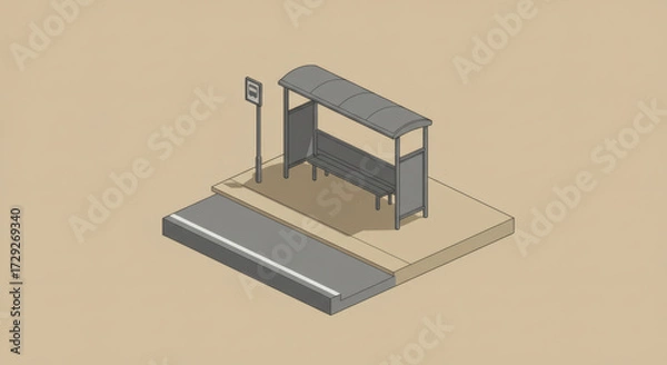 Obraz Isometric Bus Stop Design