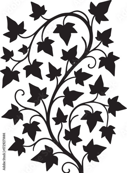 Fototapeta Silhouette of ivy flower, petal leaves of branch vector illustration, ivy flower free printable silhouette design line art vector isolated on white backgrounds
