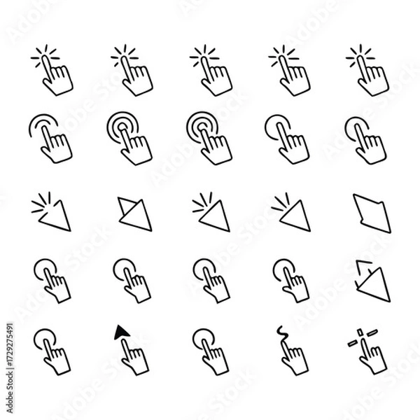 Fototapeta Cursor pointer click selection icons vector