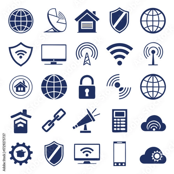 Fototapeta Technology icons network security communication vector