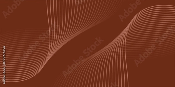 Fototapeta Abstract background with lines and waves. Medium banner size. Element for design isolated. Vector background for brochure, booklet, flyer, poster. Brown gradient