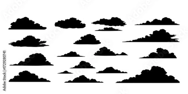 Obraz silhouettes of clouds vector sets for architecture render background
