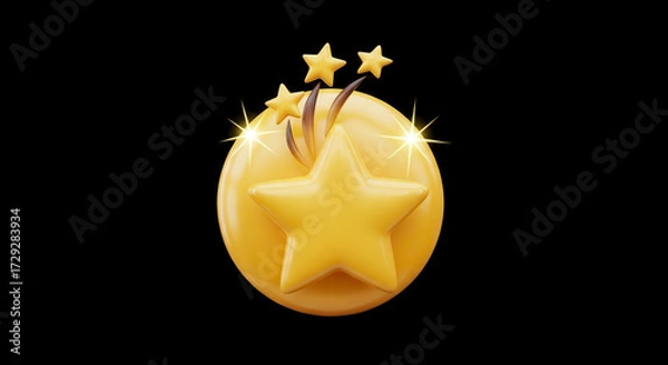 Fototapeta Golden Star Achievement Award Emblem with Sparkles and Celebration Elements